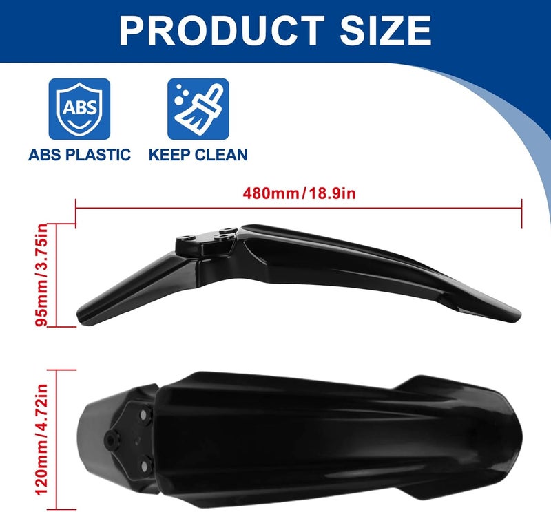 psler Motorcycle Front Mudguard for Sur Ron Light Bee, Front Mud Guard Board, Motocross Parts Attachments for Dirt for Sur Ron LBX E-Ride Pro SS/S X260 X160, Tutti Electric Dirt Bike, Black - Image 3